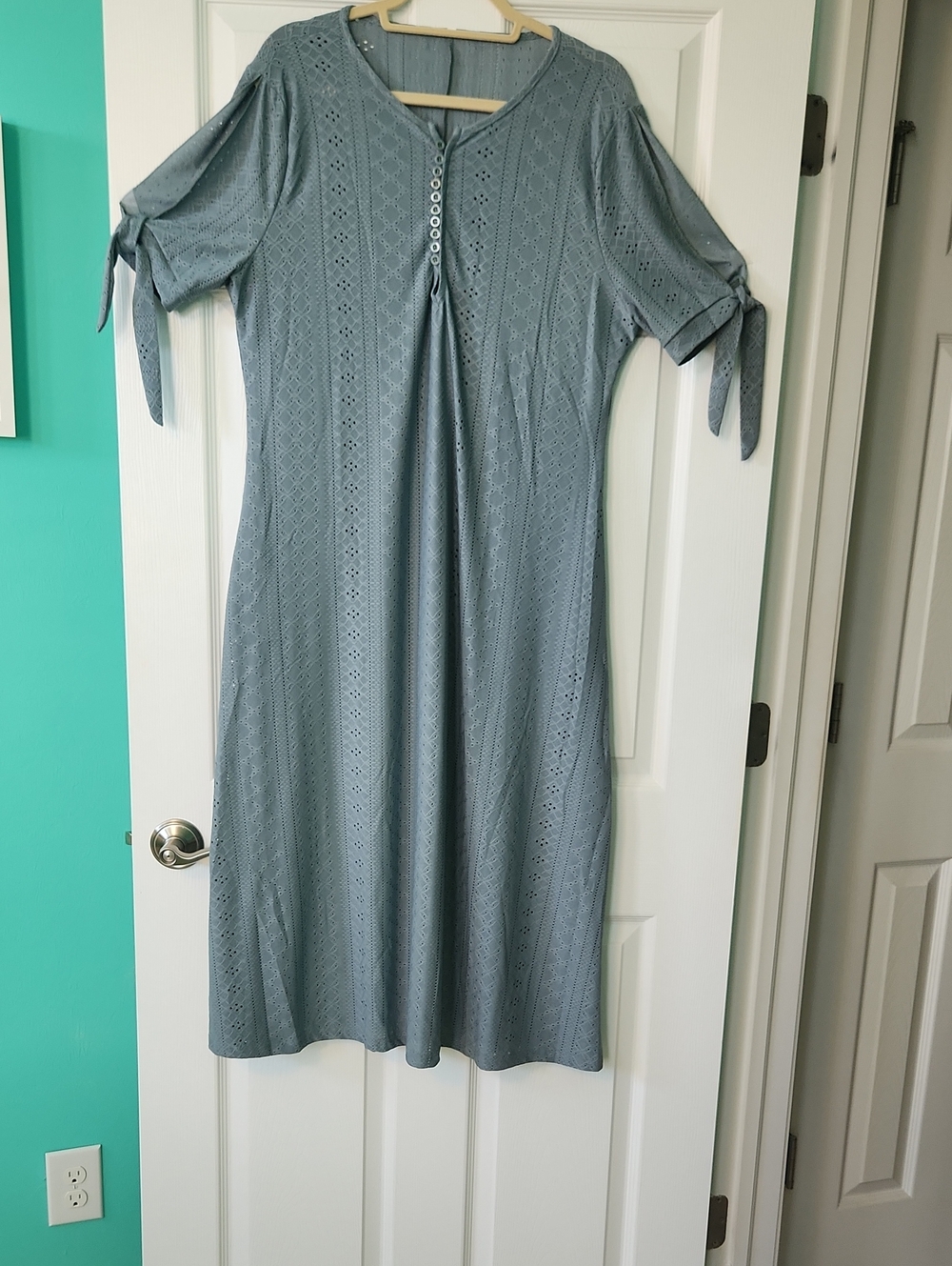 Sage Midi Dress With Cold Shoulder Tie Short Sleeve